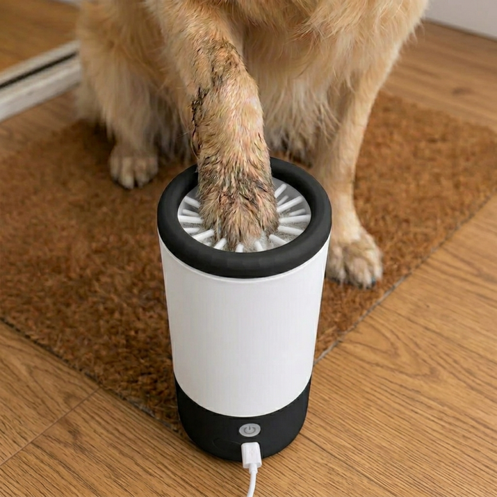 dog using black paw cleaner