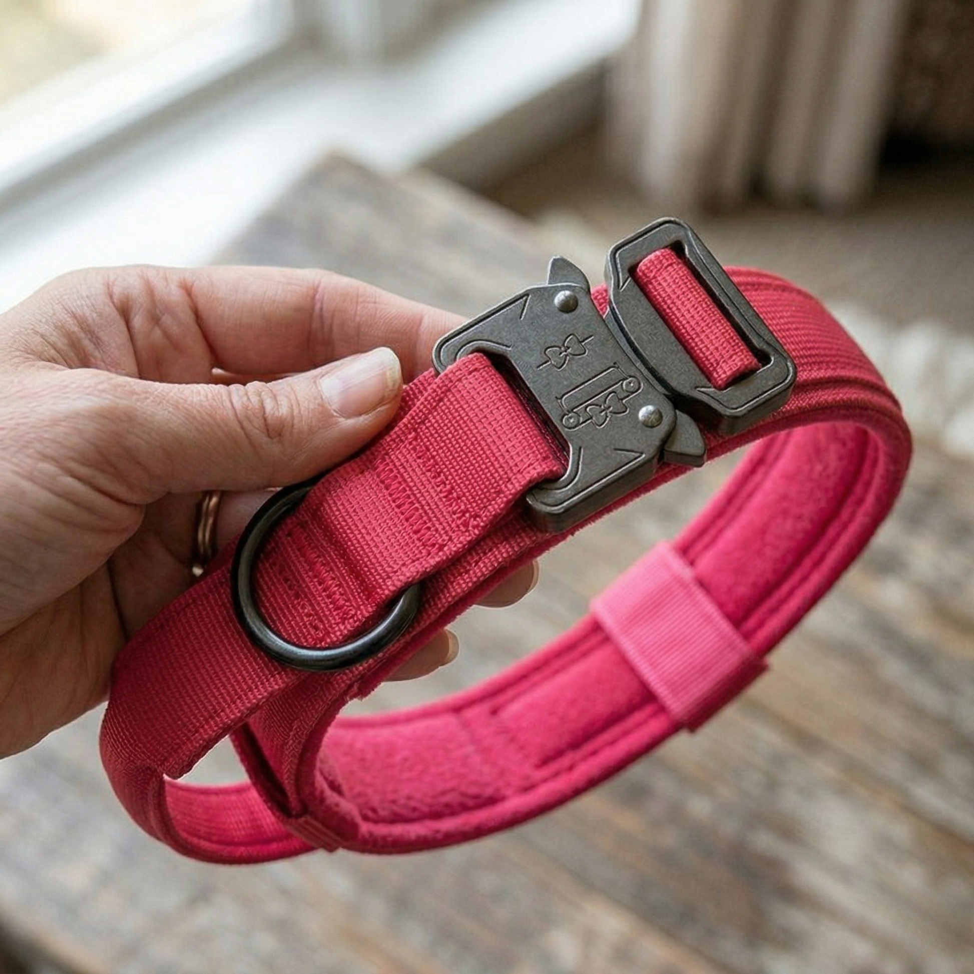 Pink collar in living room